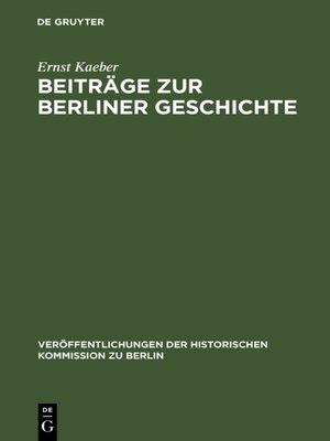 cover image of Beiträge zur Berliner Geschichte